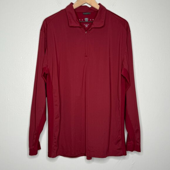 Nike Golf Mens Quarter Zip Sweater Large Red Pullover Dry Fit Active Training‎ - Picture 1 of 11
